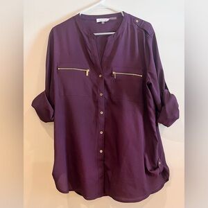 Calvin Klein dark purple blouse, Size XL